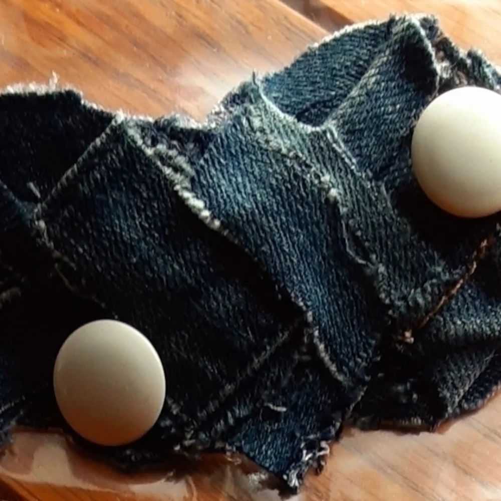 Tasty Raw Edge Denim Vintage Candy Gurl Hair Clip